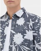 Chemise droite Kifloral à fleurs bleu marine